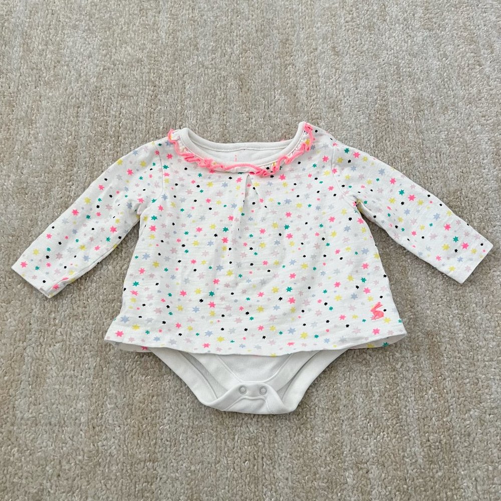 Joules Star Baby Long Sleeve One Piece Bodysuit 3m